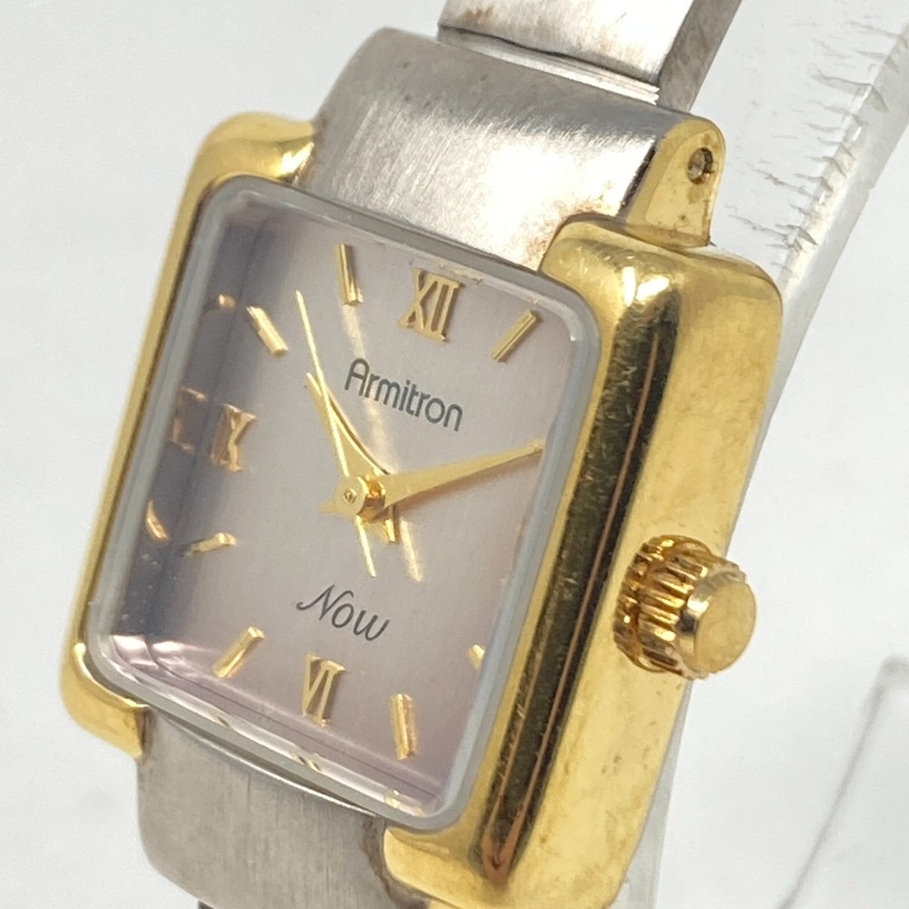 Vintage Armitron Now Women's Watch 20mm Silver Gold Two Tone Square New Battery